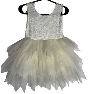 Size 12‎ Months (Sz 90) White Lace Tulle 1 Year Birthday Photoshoot Flower Girl